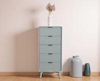 Bengaluru Solid Wood Tall Five Drawer Chest of Drawers - Sideboard - Furniselan - Silt-Green