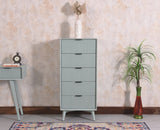 Bengaluru Solid Wood Tall Five Drawer Chest of Drawers - Sideboard - Furniselan - Silt-Green