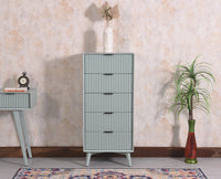 Bengaluru Solid Wood Tall Five Drawer Chest of Drawers - Sideboard - Furniselan - Silt-Green