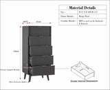 Bengaluru Solid Wood Tall Five Drawer Chest of Drawers - Sideboard - Furniselan - Slate Grey