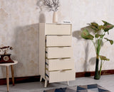Bengaluru Solid Wood Tall Five Drawer Chest of Drawers - Sideboard - Furniselan - Frosty-White