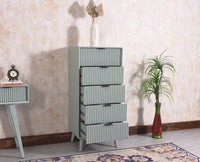 Bengaluru Solid Wood Tall Five Drawer Chest of Drawers - Sideboard - Furniselan - Silt-Green