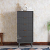 Bengaluru Solid Wood Tall Five Drawer Chest of Drawers - Sideboard - Furniselan - Slate-Grey