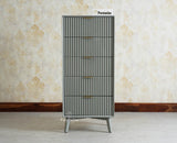 Bengaluru Solid Wood Tall Five Drawer Chest of Drawers Furniselan Cool Grey