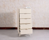 Bengaluru Solid Wood Tall Five Drawer Chest of Drawers - Sideboard - Furniselan - Frosty-White