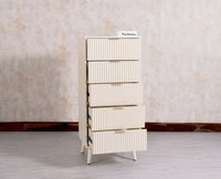 Bengaluru Solid Wood Tall Five Drawer Chest of Drawers - Sideboard - Furniselan - Frosty-White