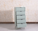 Bengaluru Solid Wood Tall Five Drawer Chest of Drawers - Sideboard - Furniselan - Silt-Green