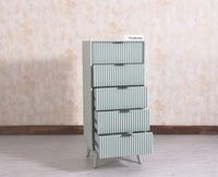 Bengaluru Solid Wood Tall Five Drawer Chest of Drawers - Sideboard - Furniselan - Silt-Green