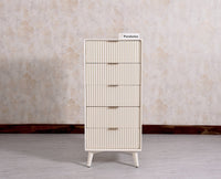 Bengaluru Solid Wood Tall Five Drawer Chest of Drawers - Sideboard - Furniselan - Frosty-White