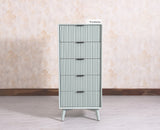 Bengaluru Solid Wood Tall Five Drawer Chest of Drawers - Sideboard - Furniselan - Silt-Green