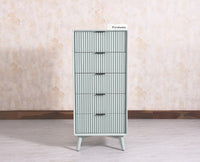 Bengaluru Solid Wood Tall Five Drawer Chest of Drawers - Sideboard - Furniselan - Silt-Green