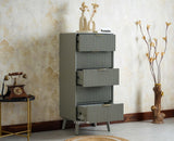 Bengaluru Solid Wood Tall Five Drawer Chest of Drawers Furniselan Cool Grey