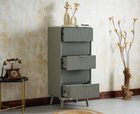 Bengaluru Solid Wood Tall Five Drawer Chest of Drawers Furniselan Cool Grey