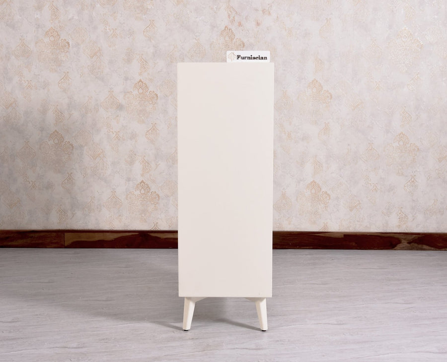 Bengaluru Solid Wood Tall Five Drawer Chest of Drawers - Sideboard - Furniselan - Frosty-White