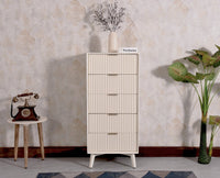 Bengaluru Solid Wood Tall Five Drawer Chest of Drawers - Sideboard - Furniselan - Frosty-White