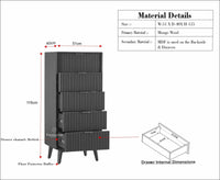 Bengaluru Solid Wood Tall Five Drawer Chest of Drawers Furniselan Cool Grey