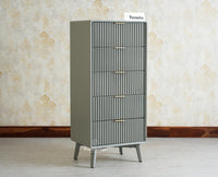 Bengaluru Solid Wood Tall Five Drawer Chest of Drawers Furniselan Cool Grey