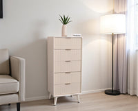 Bengaluru Solid Wood Tall Five Drawer Chest of Drawers - Sideboard - Furniselan - Frosty-White