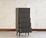 Bengaluru Solid Wood Tall Five Drawer Chest of Drawers - Sideboard - Furniselan - Slate Grey