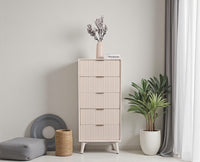 Bengaluru Solid Wood Tall Five Drawer Chest of Drawers - Sideboard - Furniselan - Frosty-White