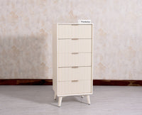 Bengaluru Solid Wood Tall Five Drawer Chest of Drawers - Sideboard - Furniselan - Frosty-White