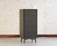 Bengaluru Solid Wood Tall Five Drawer Chest of Drawers - Sideboard - Furniselan - Slate-Grey