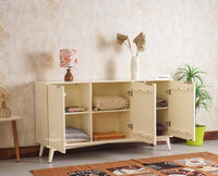 Bengaluru Solid Wood Three Door Sideboard Cabinet Furniselan-Milky-White