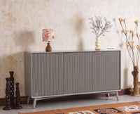 Bengaluru Solid Wood Three Door Sideboard Cabinet Furniselan-Cool-Grey