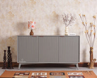 Bengaluru Solid Wood Three Door Sideboard Cabinet Furniselan-Cool-Grey