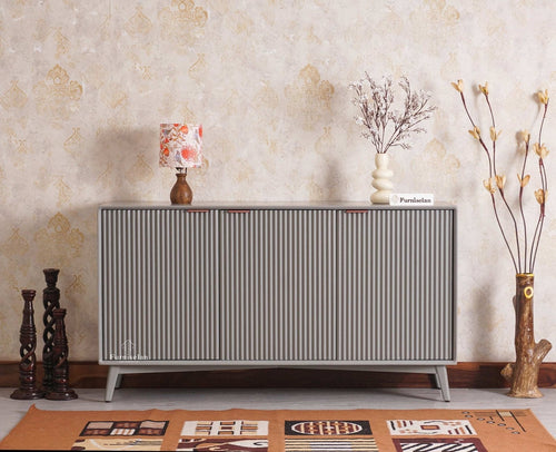 Bengaluru Solid Wood Three Door Sideboard Cabinet Furniselan-Cool-Grey
