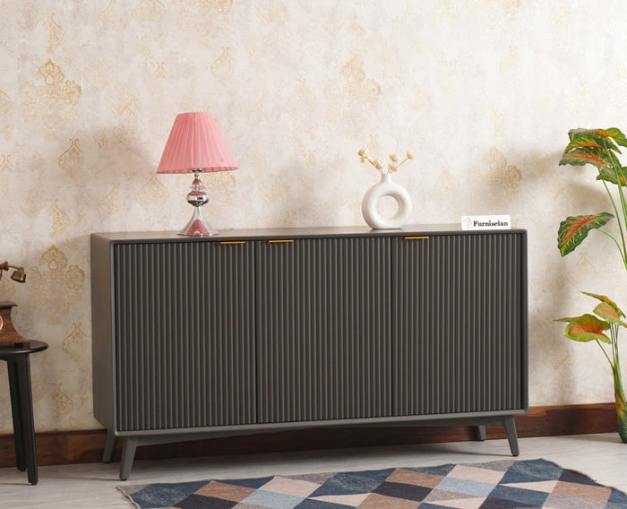 Bengaluru Solid Wood Three Door Sideboard Cabinet - Sideboard - Furniselan