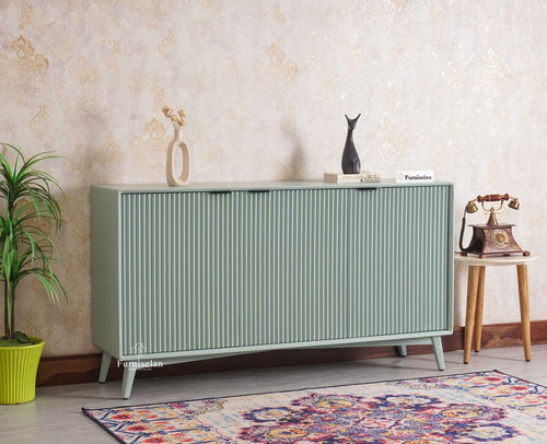 Bengaluru Solid Wood Three Door Sideboard Cabinet Furniselan-Silt-Green