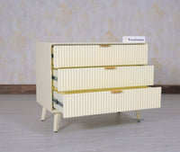 Bengaluru Solid Wood Three Drawer Chest of Drawer - Sideboard - Furniselan Frosty-White