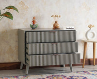 Bengaluru Solid Wood Three Drawer Chest of Drawer - Sideboard - Furniselan Cool-Grey