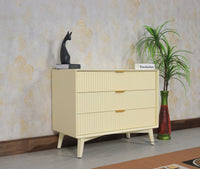 Bengaluru Solid Wood Three Drawer Chest of Drawer - Sideboard - Furniselan Frosty-White
