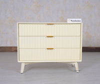 Bengaluru Solid Wood Three Drawer Chest of Drawer - Sideboard - Furniselan Frosty-White