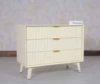 Bengaluru Solid Wood Three Drawer Chest of Drawer - Sideboard - Furniselan Frosty-White