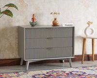 Bengaluru Solid Wood Three Drawer Chest of Drawer - Sideboard - Furniselan Cool-Grey