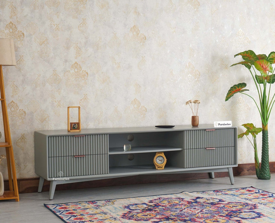Bengaluru Solid Wood TV Cabinet Four Drawer - Tv Cabinet - Furniselan