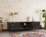 Bengaluru Solid Wood TV Cabinet Four Drawer Furniselan Slate-Grey