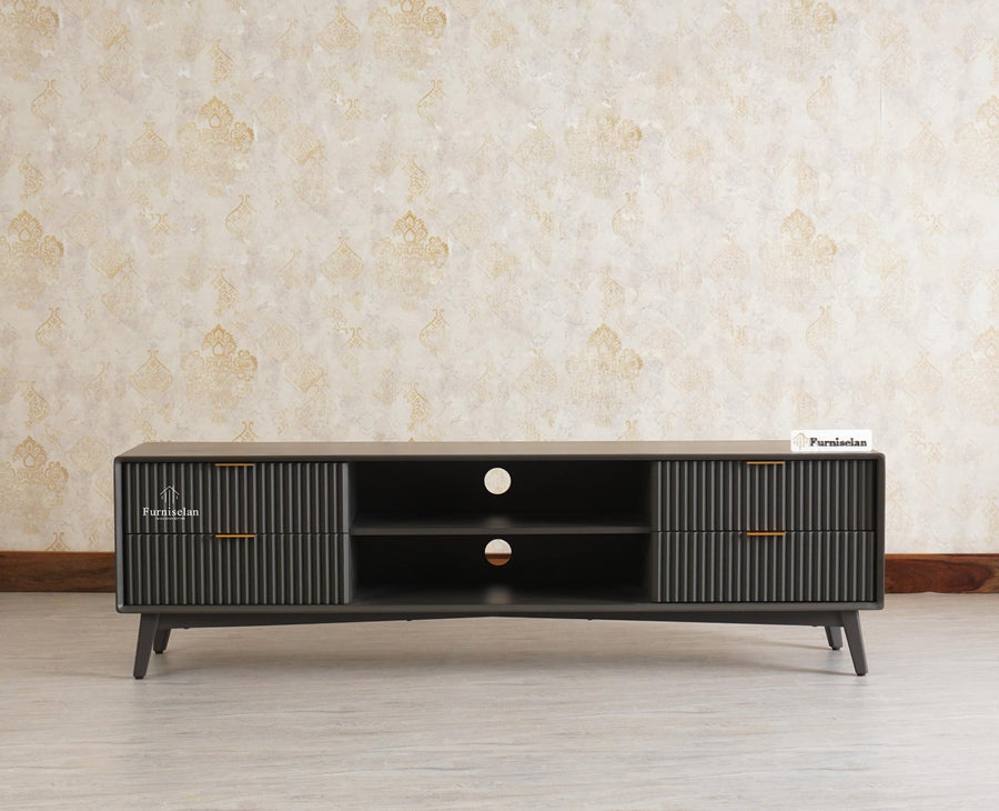 Bengaluru Solid Wood TV Cabinet Four Drawer Furniselan Slate-Grey