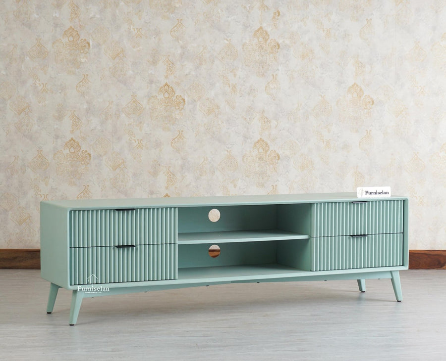 Bengaluru Solid Wood TV Cabinet Four Drawer Furniselan - Silt Green