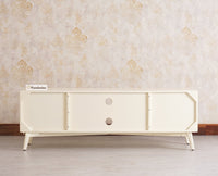 Bengaluru Solid Wood TV Cabinet Two Door Furniselan - Milky-White