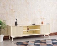 Bengaluru Solid Wood TV Cabinet Two Door Furniselan - Milky-White