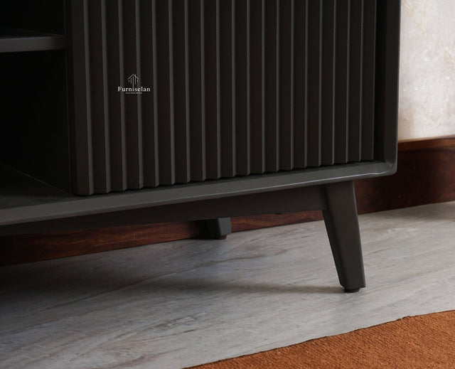 Bengaluru Solid Wood TV Cabinet Two Door - Tv Cabinet - Furniselan-Slate-Grey