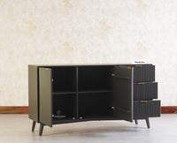 Bengaluru Solid Wood Two Door and Three Drawer Sideboard Cabinet - Sideboard - Furniselan Slate-Grey