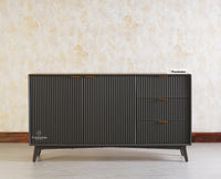 Bengaluru Solid Wood Two Door and Three Drawer Sideboard Cabinet - Sideboard - Furniselan Slate-Grey