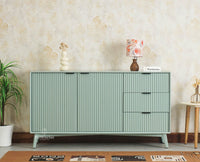 Bengaluru Solid Wood Two Door and Three Drawer Sideboard Cabinet - Sideboard - Furniselan Silt Green