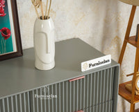 Bengaluru Solid Wood Two Door and Three Drawer Sideboard Cabinet Furniselan Cool Grey