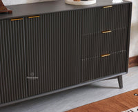 Bengaluru Solid Wood Two Door and Three Drawer Sideboard Cabinet - Sideboard - Furniselan Slate-Grey